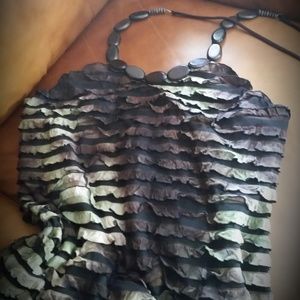 CONNECTED APPAREL Off Shoulder Tie Neck  Dress